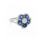 Anillo flor Zafiro azul