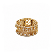 Anillo Tejido Oro 18 Kt Diamantes