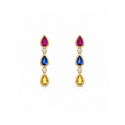 Aros Rainbow Oro Amarillo 18 Kilates Zafiros de Colores