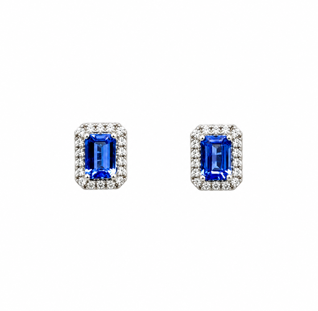 Aros Cecilia Tanzanita Oro Blanco 18 Kilates