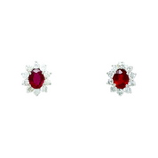 Aros Rubíes y Diamantes Oro Blanco 18 Kilates
