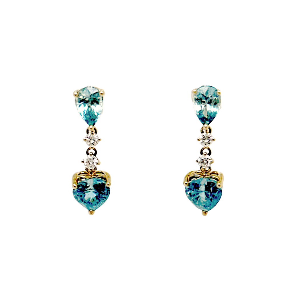 Aros Blue Circón Oro Amarillo 18 Kilates
