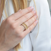 Anillo Tejido Oro 18 Kt Diamantes