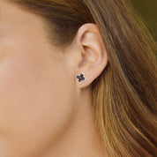 Aros trébol zafiro Oro Amarillo 18 Kilates Diamantes