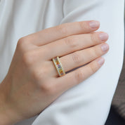 Anillo Rainbow Diamantes Oro Amarillo 18 kt