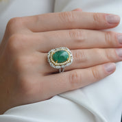 Anillo Esmeralda Cabouchon Diamantes