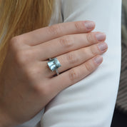 Anillo Aguamarina Platino