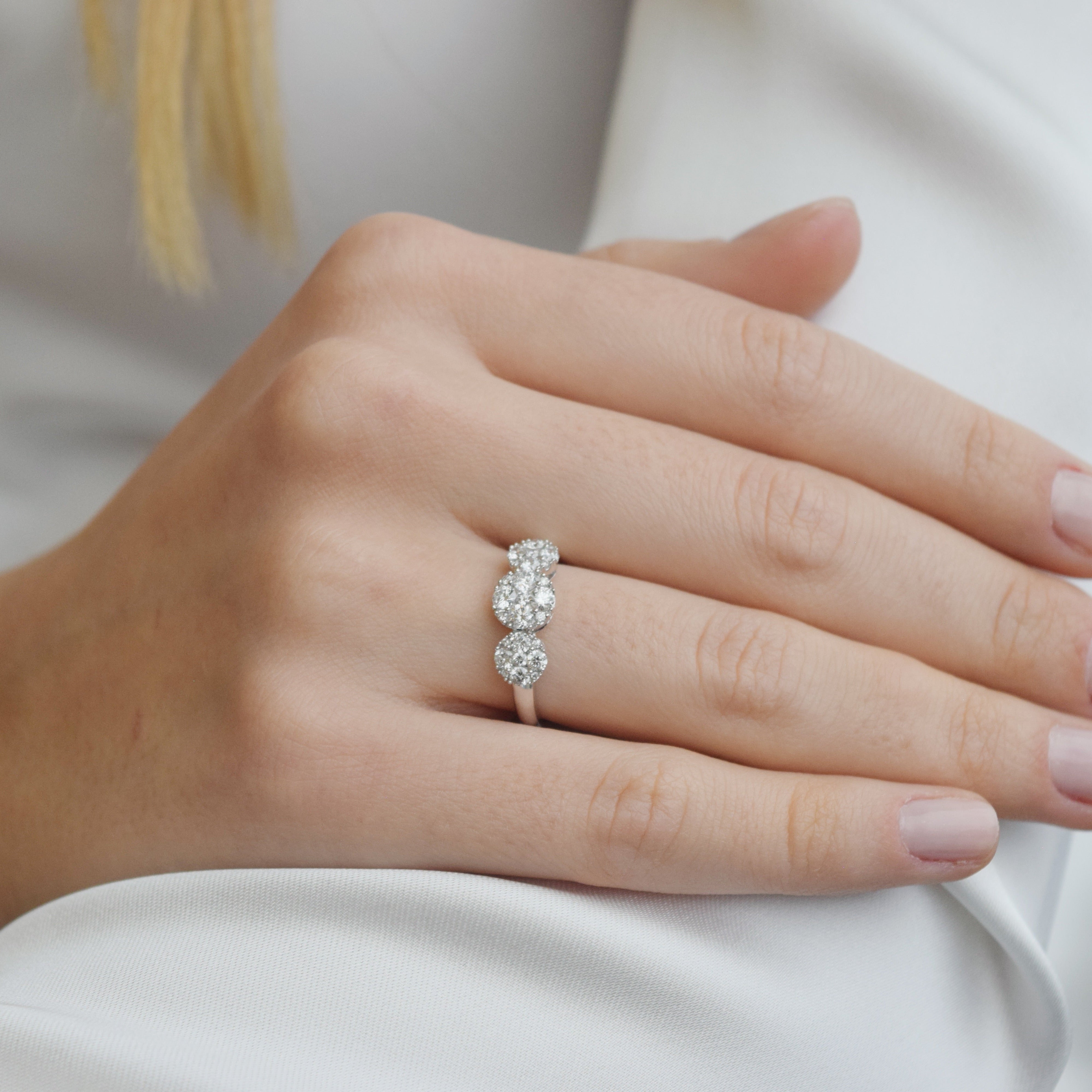 Anillo Tejido Oro 18 Kt Diamantes