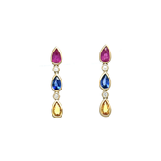 Aros Rainbow Oro Amarillo 18 Kilates Zafiros de Colores