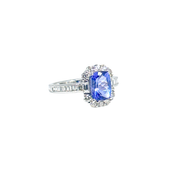 Anillo Tanzanita Diamantes Oro Blanco 18 kt