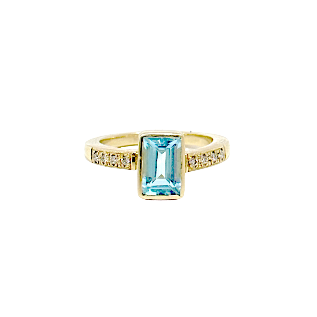 Anillo Topacio Azul Oro amarillo