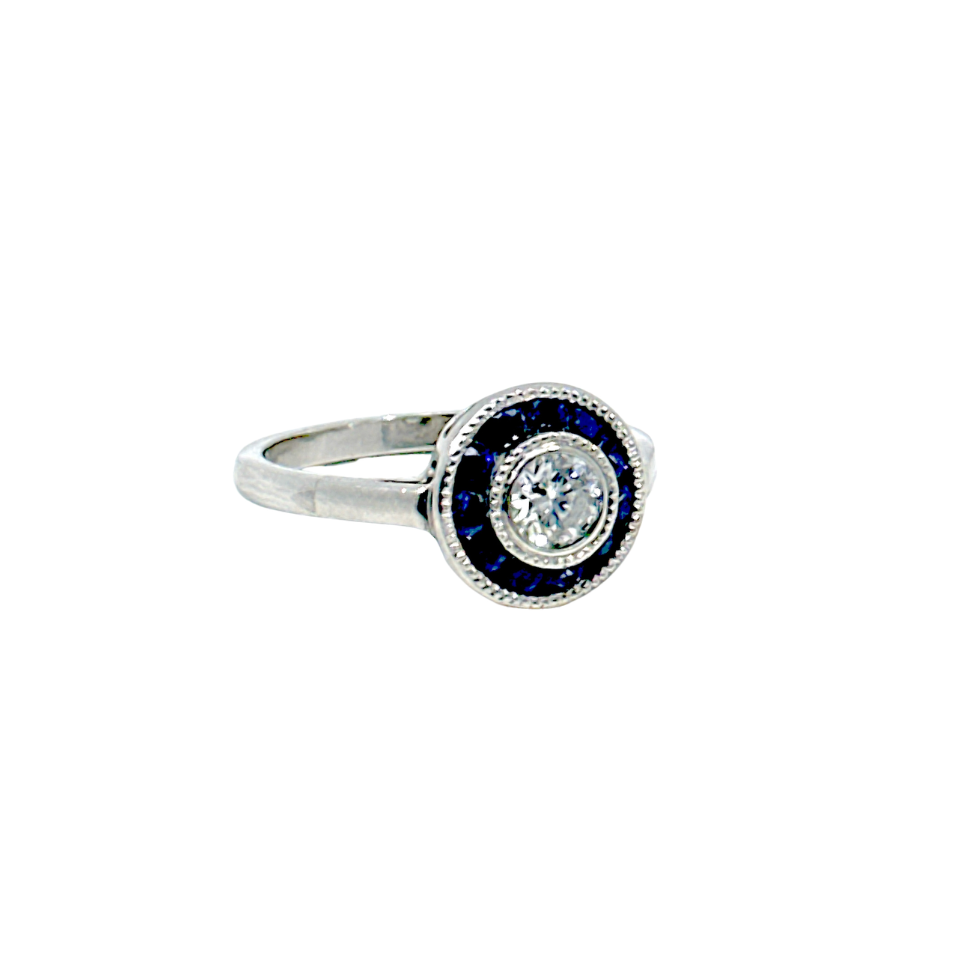 Anillo Halo Zafiro Azul