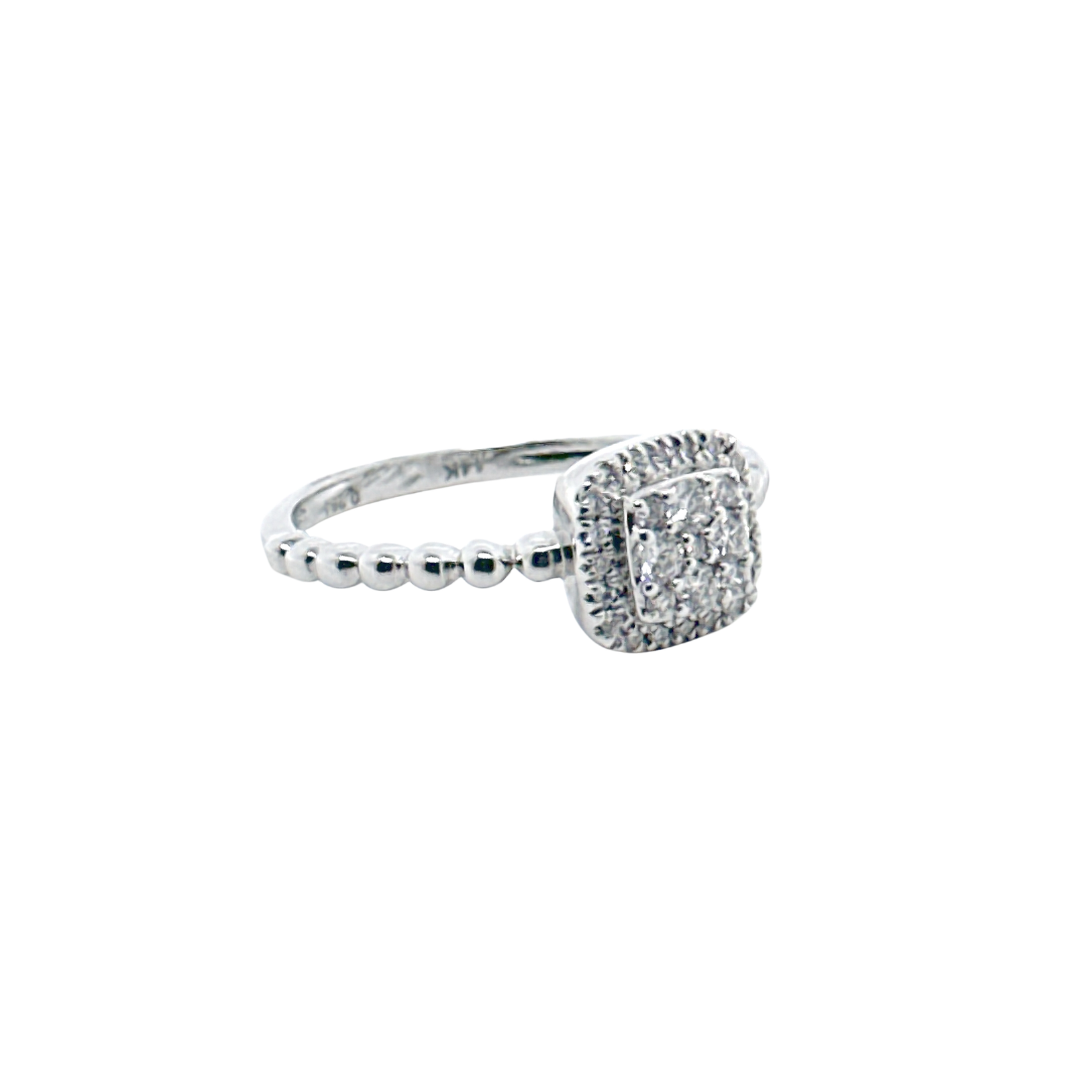 Anillo Oro Blanco 14 Kt Diamantes