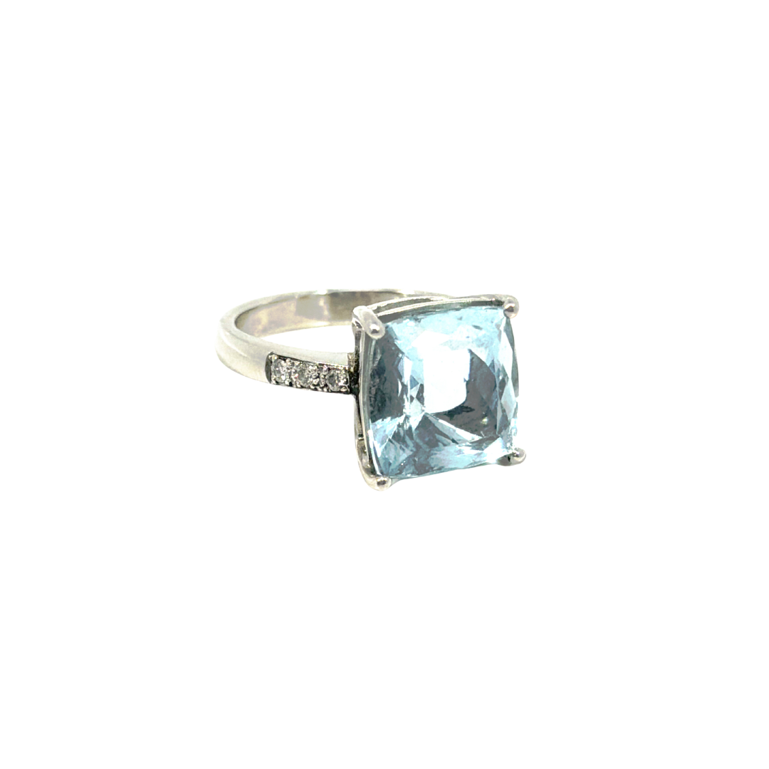 Anillo Aguamarina Platino
