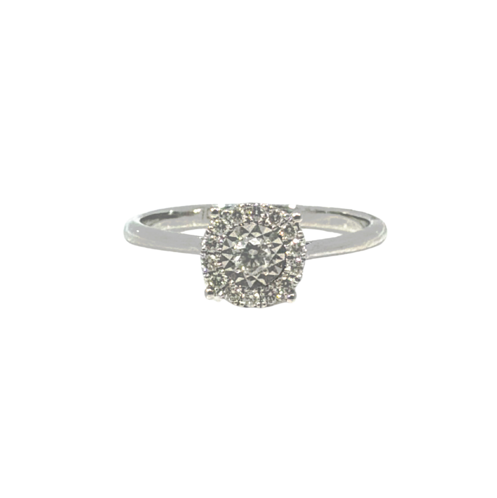 Anillo Roseta Oro Blanco 18 Kt Diamantes