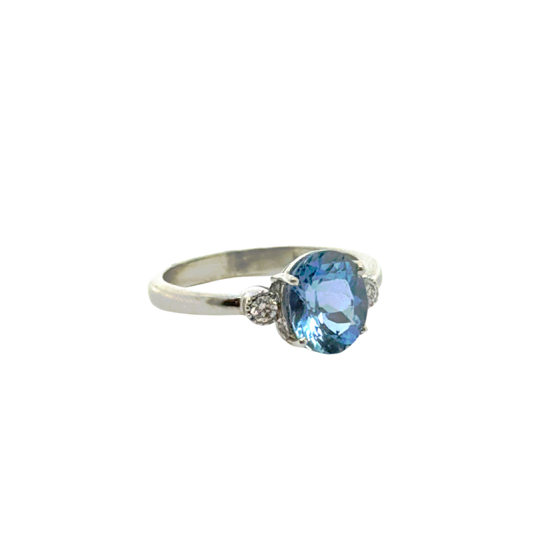 Anillo Aguamarina Platino