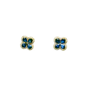 Aros trébol zafiro Oro Amarillo 18 Kilates Diamantes