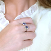 Anillo Tanzanita Diamantes Oro Blanco 18 kt