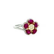 Anillo flor Rubíes
