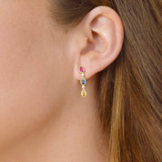 Aros Rainbow Oro Amarillo 18 Kilates Zafiros de Colores