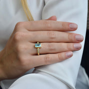 Anillo Topacio Azul Oro amarillo