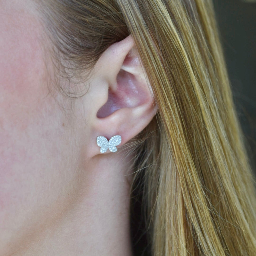 Aros mariposa diamantes