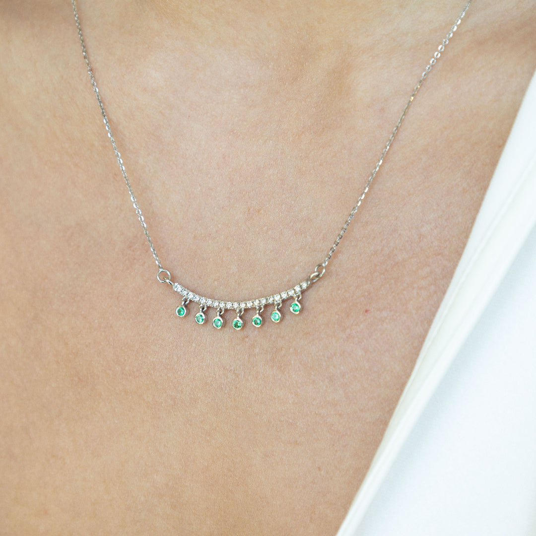 Collar barrita esmeraldas colgantes