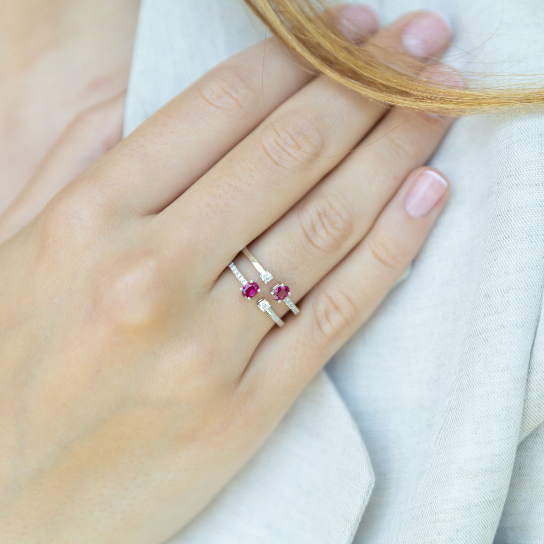 Anillo doble rubíes