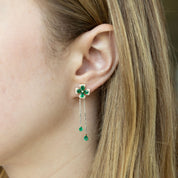 Aros flor esmeraldas colgante gota