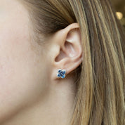 Aros trébol zafiro Oro Blanco 18 Kilates Diamantes