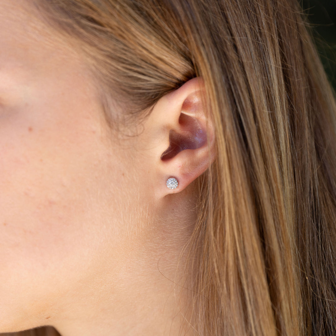 Aros multi diamante Oro Blanco 14 Kilates