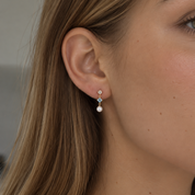 Aros aguamarinas y perlas Oro Amarillo 18 Kilates