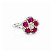 Anillo flor Rubíes
