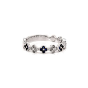 Anillo flores diamantes y zafiros