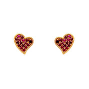 Aros mini corazón rubí forma