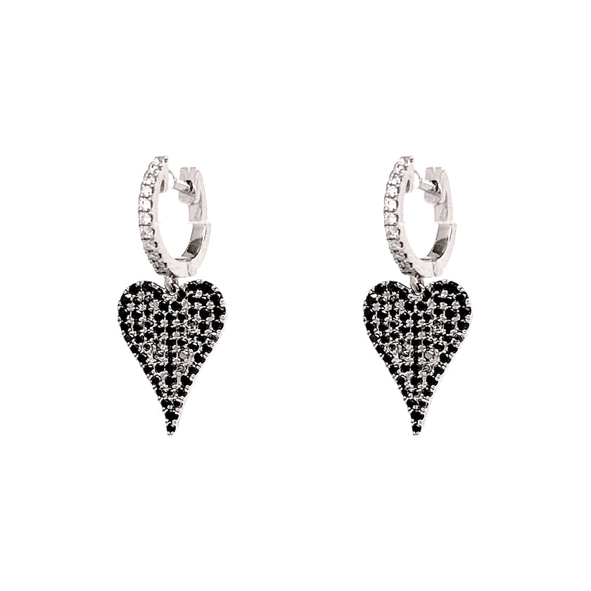 Argollas colgante corazón Oro Blanco 18 Kilates