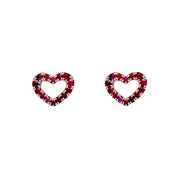 Aros mini corazón hueco rubí