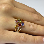 Anillo zafiros de colores y diamantes