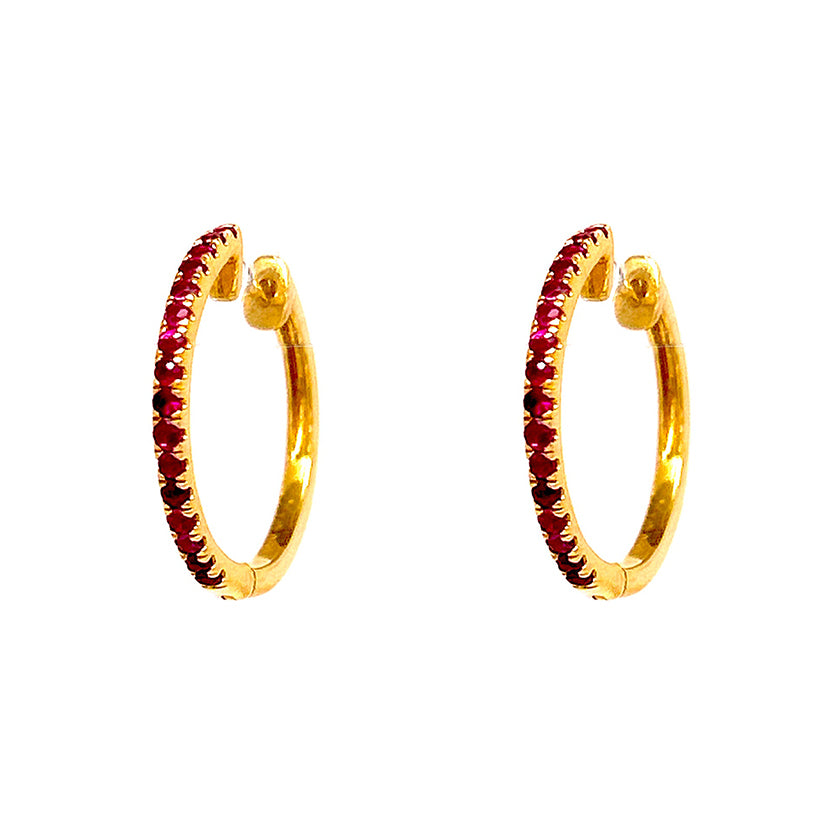 Argollas zafiros rosados Oro Amarillo 14 Kilates