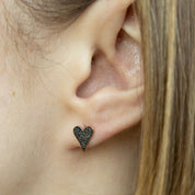 Aros Corazón diamantes negros