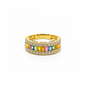 Anillo Rainbow Diamantes Oro Amarillo 18 kt
