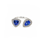 Anillo Tanzanita Diamantes Oro Blanco 18 kt
