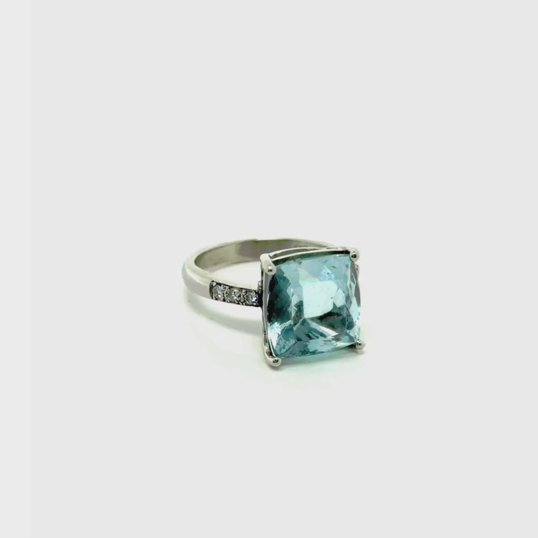 Anillo Aguamarina Platino