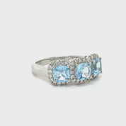 Anillo tricillo Aguamarina