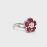 Anillo flor Rubíes