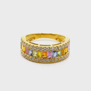 Anillo Rainbow Diamantes Oro Amarillo 18 kt
