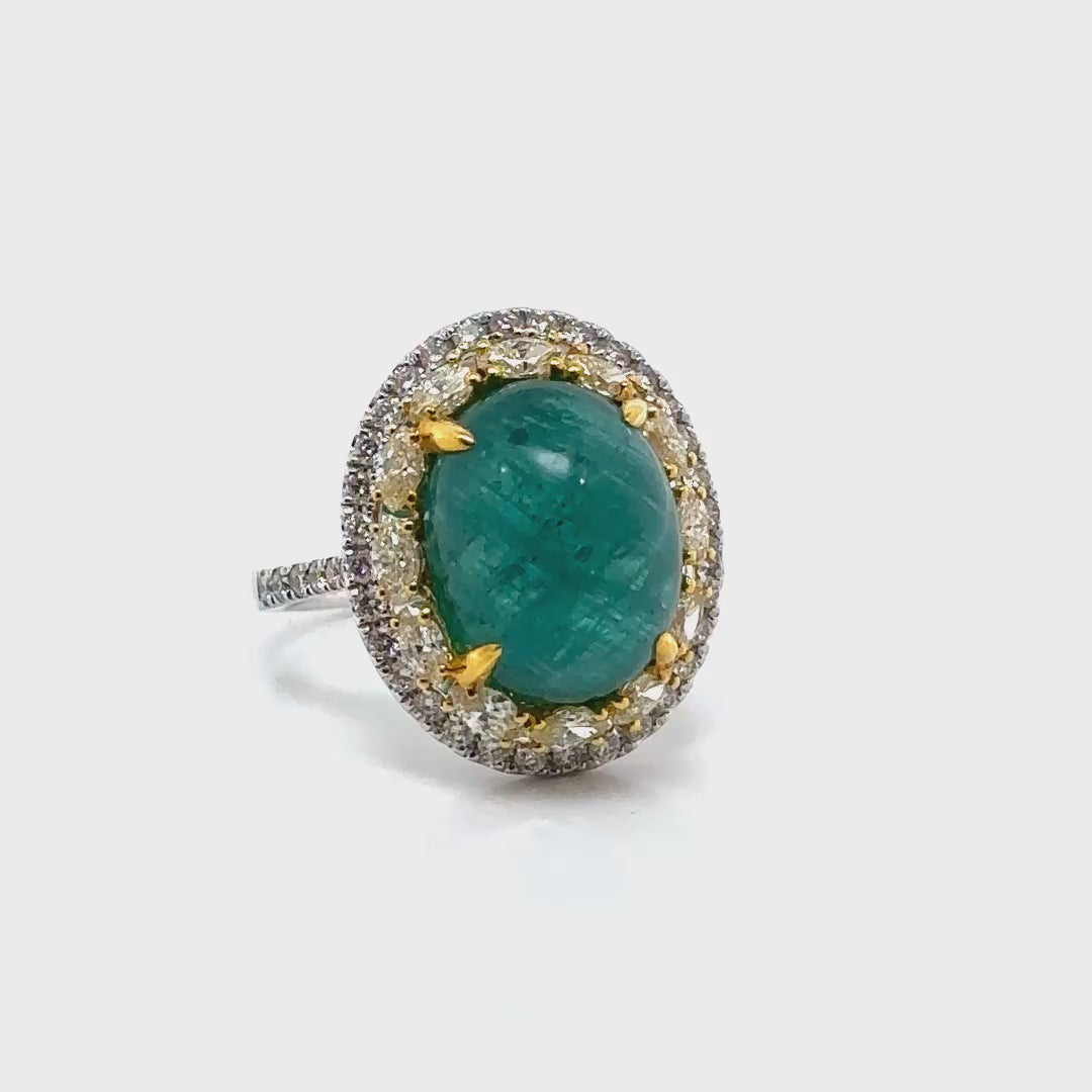 Anillo Esmeralda Cabouchon Diamantes