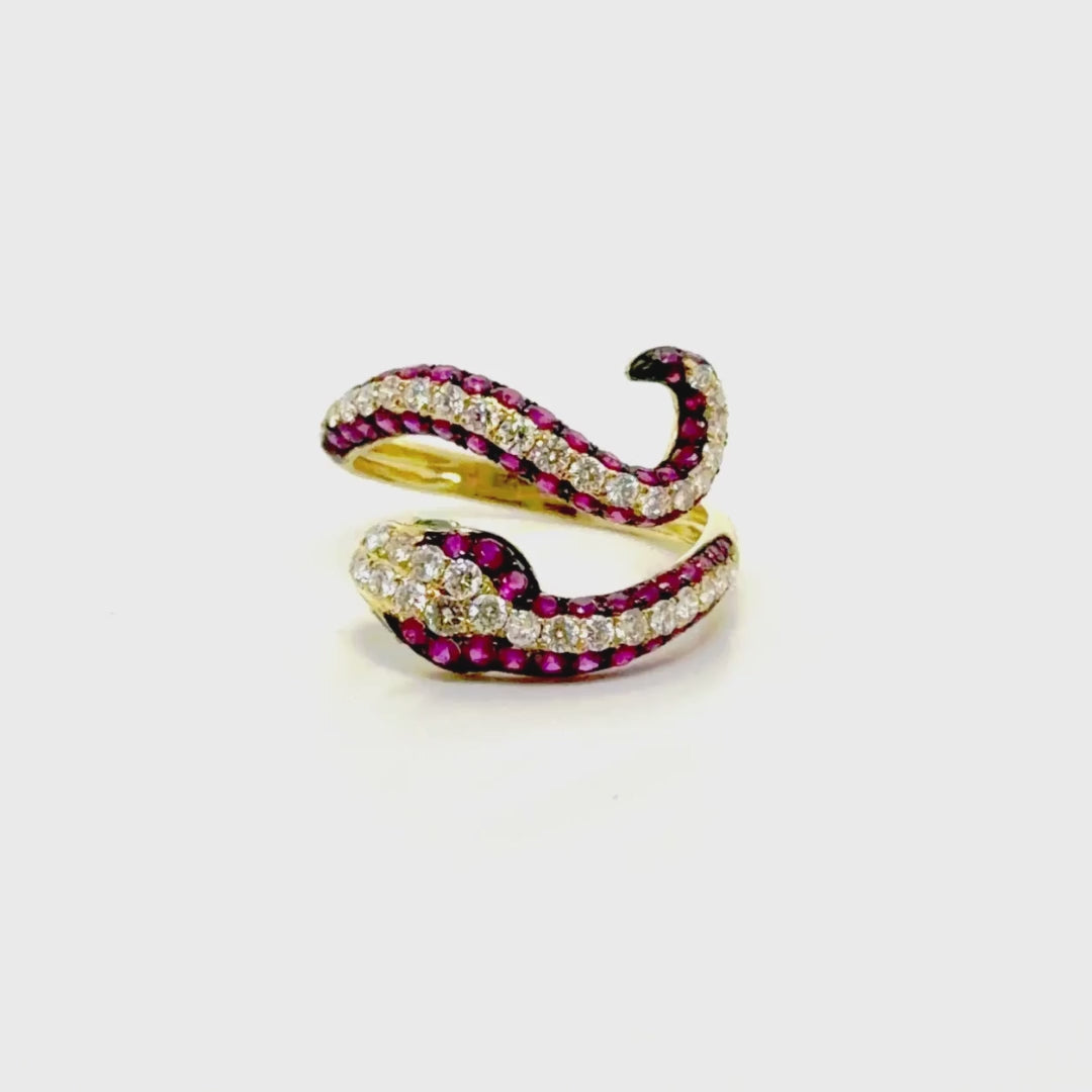 Anillo Serpiente Diamantes y Rubíes