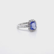 Anillo Tanzanita Diamantes Oro Blanco 18 kt