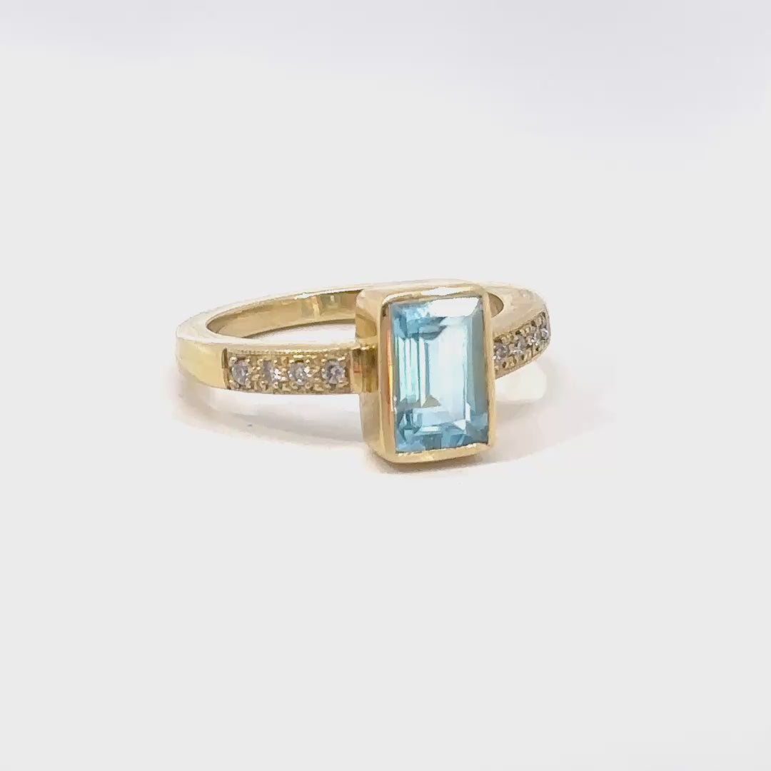 Anillo Topacio Azul Oro amarillo